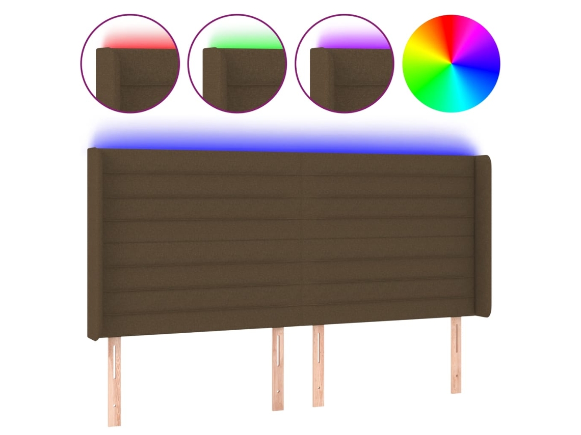 Cabeceira de Cama com Luzes Led Tecido Castanho MAISON EXCLUSIVE (163x16x118 cm)