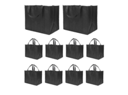 Sacolas de Compras Reutilizáveis ​​de 35 Litros com Alças Longas, Pacote com 10 Unidades, Dobráveis ​​e Reutilizáveis. GOKOCO