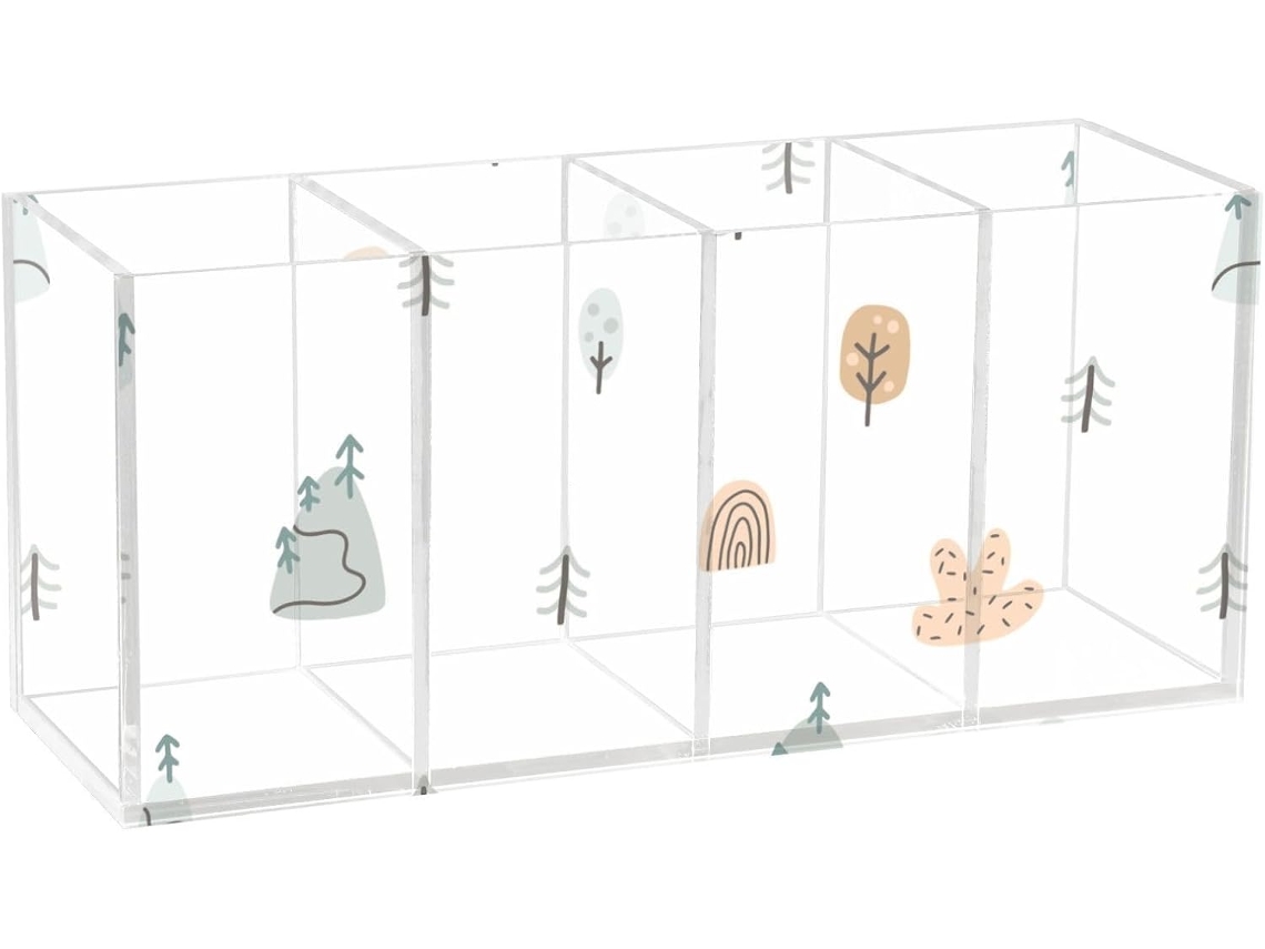Organizador de Lápis em Acrílico Frodotgv, Design Personalizado, Paisagem Montanha, Árvores, para Quarto, Escr