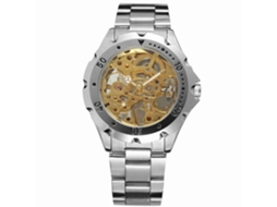 Reloj Mecánico Manual De Acero Para Hombre Winner Business Con Dial Dorado
