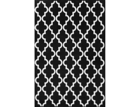 Tapete Black&White 391 Preto e Branco 0.80x1.50m — Polipropileno Frisado | 0.80x1.50m