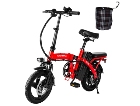 Bicicleta Elétrica HONEYWHALE S6-S 14-Inch 250W 48V 10.4Ah Bateria 35Km/H Velocidade Máxima Travão de Disco Duplo Vermelho