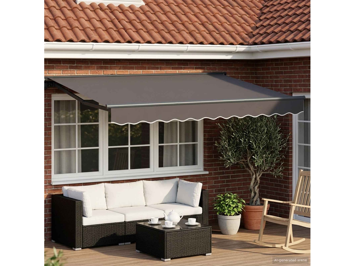 Vidaxl Estrutura De Toldo Manual Com Leds Antracite 3 X 2,5 M