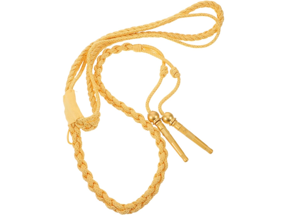 Cordão De Ombro Trançado Amarelo Com Borla - Acessório De Figurino Para Palco E Uniforme
