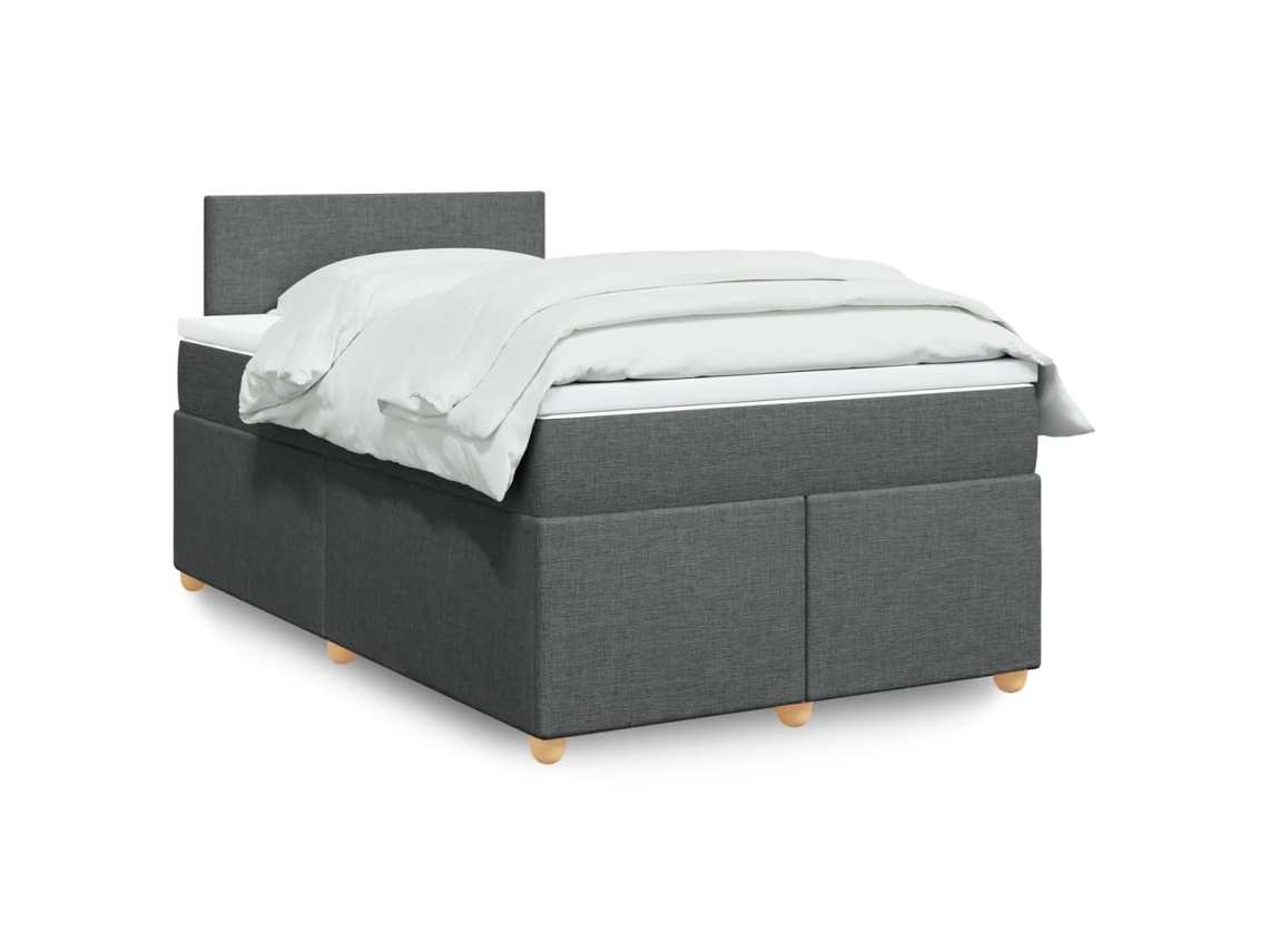 Vidaxl Cama Boxspring Com Colchão 120x190 Cm Tecido Cinzento-escuro
