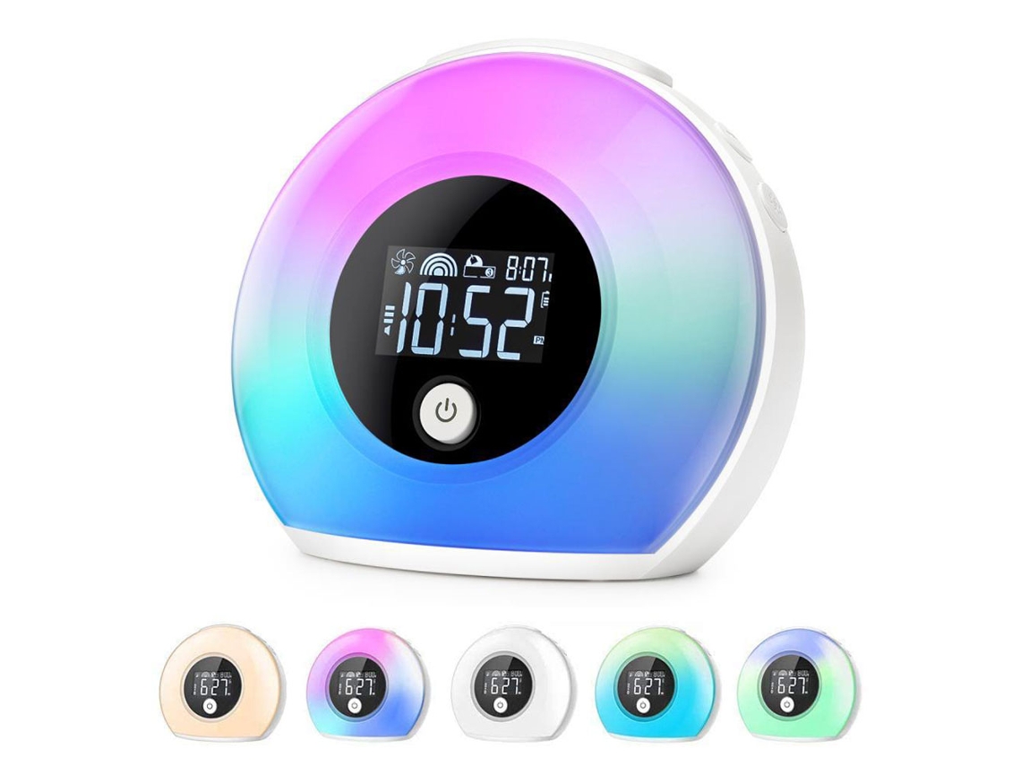 Despertador Sunrise, Lâmpada Inteligente Regulável Para Simulação Do Nascer Do Sol E Modo De Espera, Branco Slowmoose