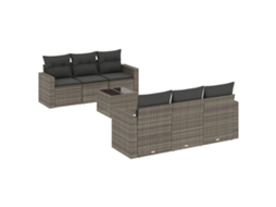 Conjunto de 7 Sofás para Jardim com Almofadões Vime Pe Cinzento MAISON EXCLUSIVE (7 pcs)