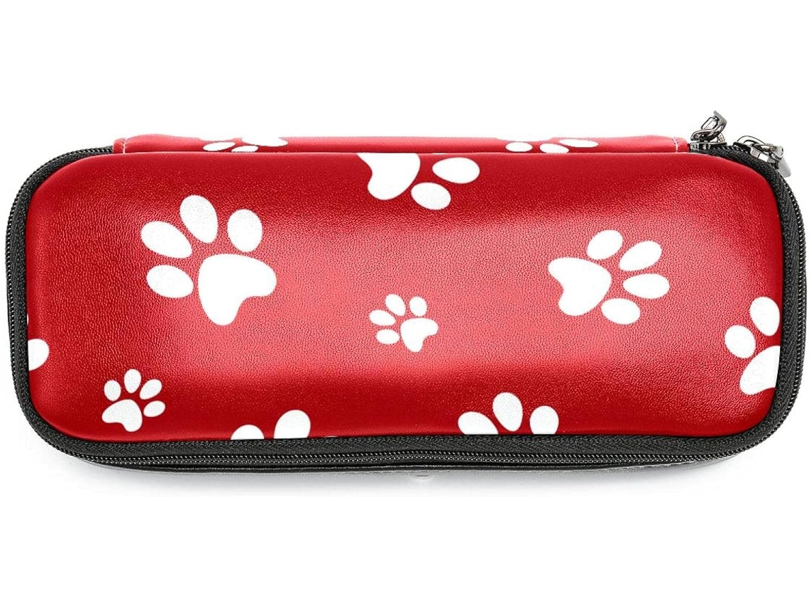 Caixa de armazenamento grande com estampa de pata de cachorrinho, lápis ideal, maquiagem e organização, escola perfeita, mesa