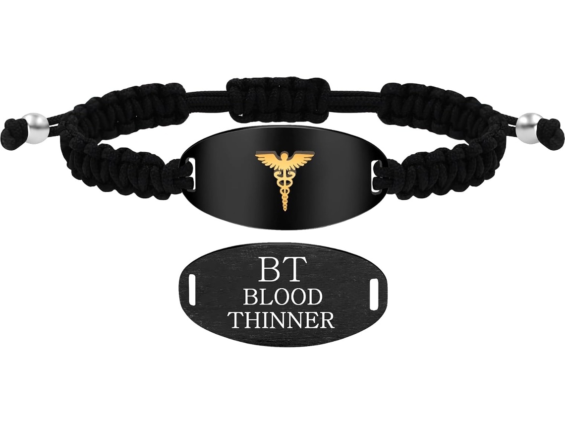 Pulseira De Identificação Médica Personalizada, Corrente Trançada Ajustável, Pulseira De Alerta Emergência Para Homens E