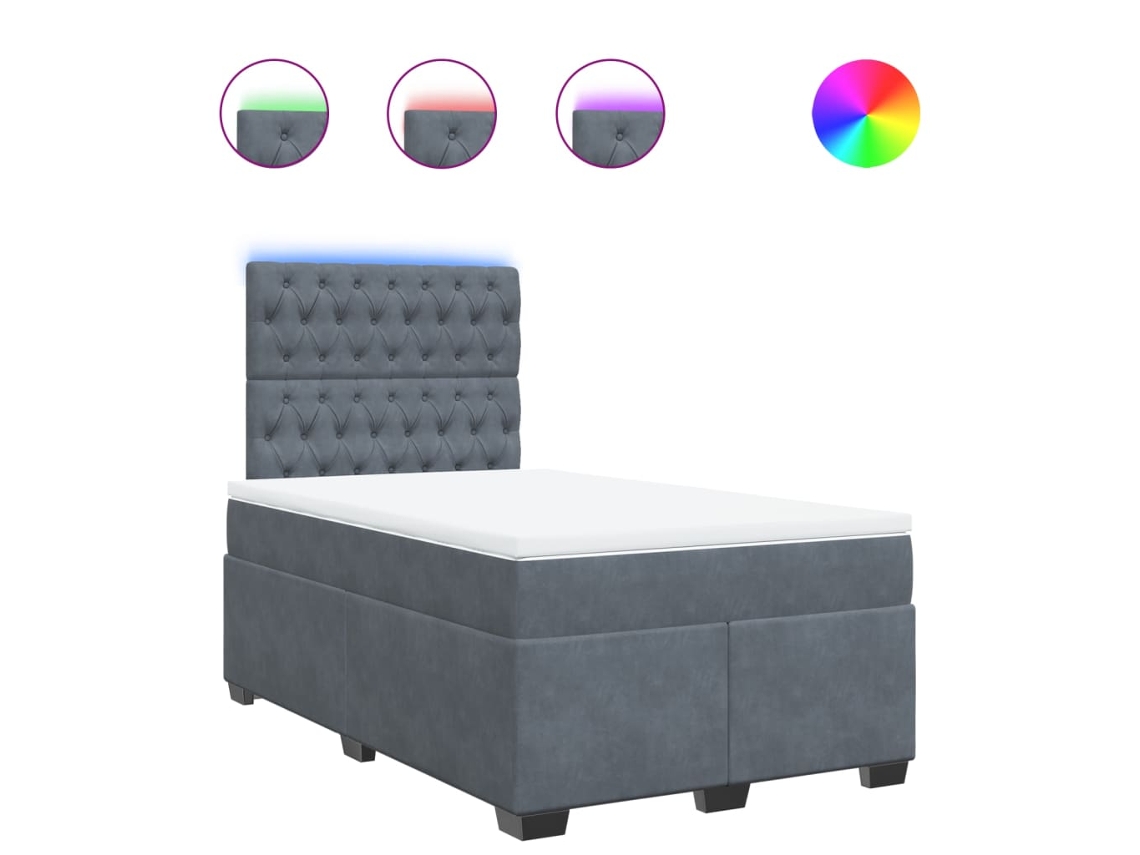 Cama Boxspring com Colchão 120x190 cm Veludo Cinzento Escuro MAISON EXCLUSIVE