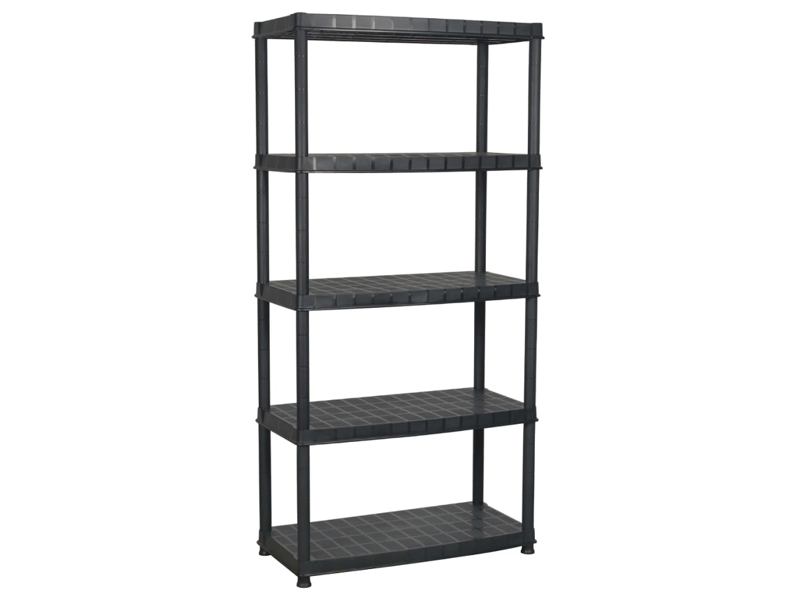 Conjunto 1 Storage Shelf, Storage Shelves Vidaxl Preto Plástico (91.5 X 45.7 X 185 Cm)
