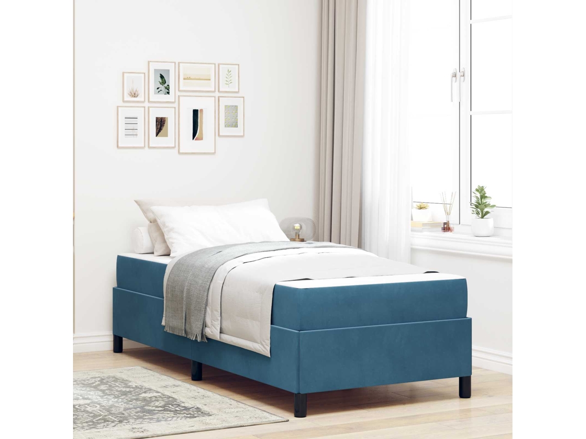Vidaxl Estrutura Da Cama Azul Escuro 90 X 190 Cm Tecido