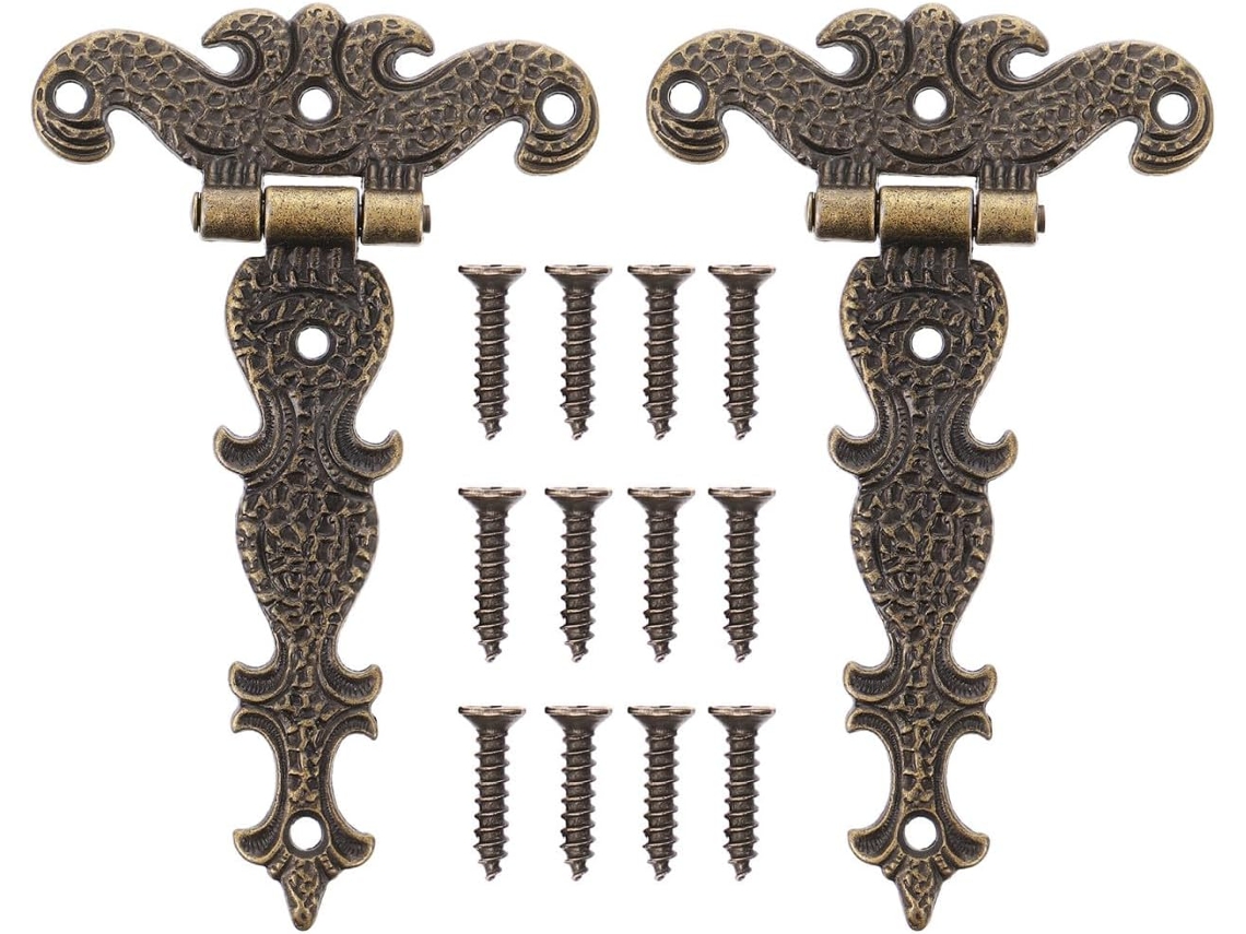 Dobradiças Decorativas Para Portas De Guarda Roupa Plafope, Em Liga De Zinco 2 Unidades, Fáceis De Instalar E