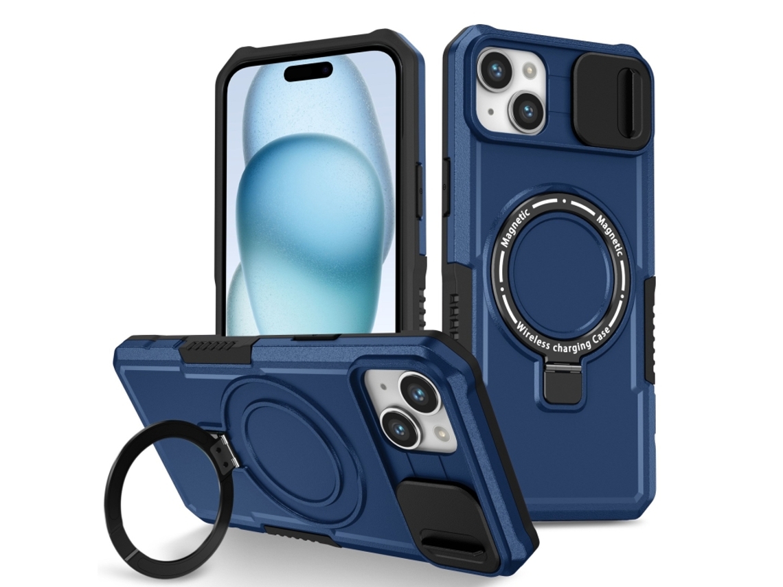 Capa Zruxe Compativel Com Iphone 15 Plus (sliding Camshield - Magsafe - Tpu Hybrid Pc - Azul Royal)