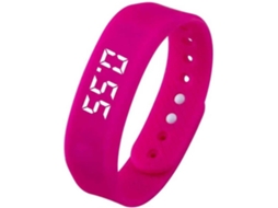 Pulseira com monitor de som, alarme silencioso, contador de passos, reprodutor de música e atualizações meteorológicas.