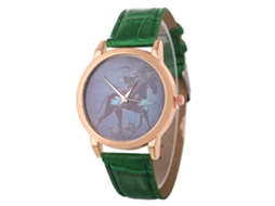 Reloj De Pulsera De Cuero Pu Unisex Pareja De Quartzo Zhoulianfa (verde)