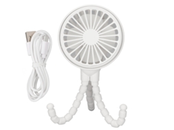 Aetheria ventilador Portátil Mini com Tripé Flexível 3 Velocidades Recarregável 360° Branco