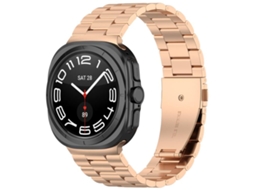 Bracelete para Samsung Galaxy Watch 8 / 8 Classic Aço Inoxidável com Três Contas e Ferramenta de Remoção Ouro Rosa XIAOMOYU