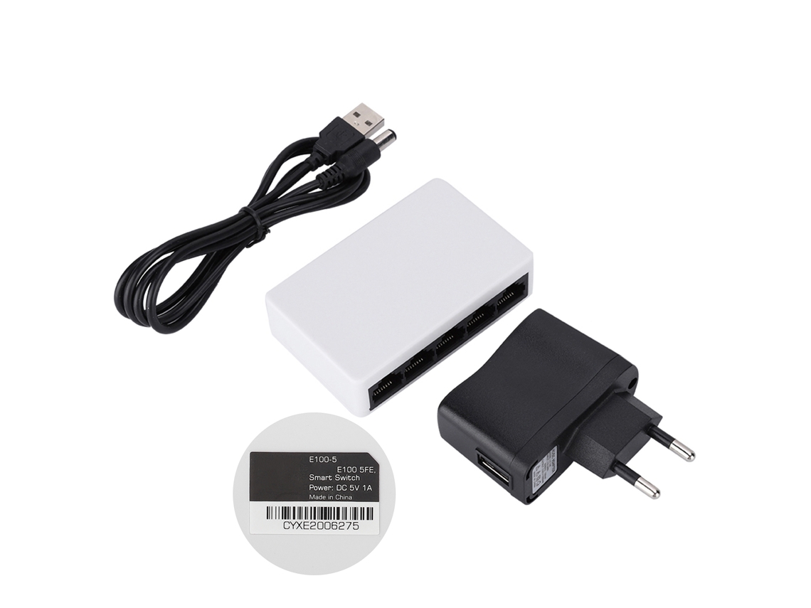 Switch De Rede (rede De 100m, Adaptador De Energia Com Plugue Eu)