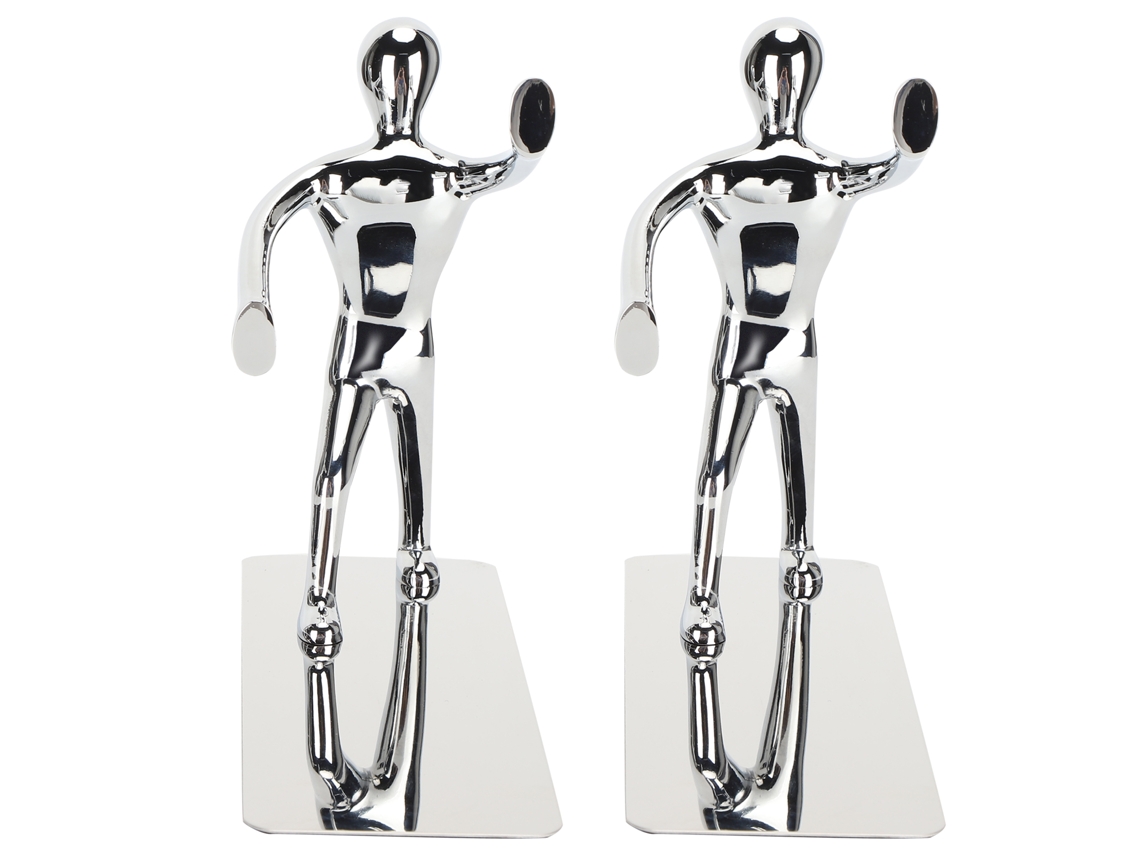 2 Peças Suportes de Livros Decorativos Estilo Humano Cartoon de Metal para Estantes Residenciais e Escritórios