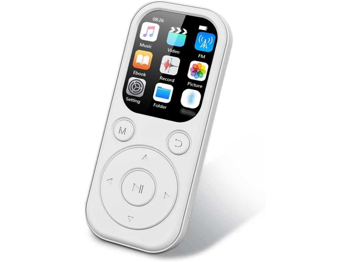 Leitor de MP3/MP4 de 32 GB, tela IPS, Bluetooth, 5,4", 32 GB, 12 horas de reprodução, gravador de FM, tela de 2,01", com rádio e livro (16 GB)