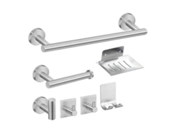 Kit de acessórios para banheiro 7 peças aço inoxidável 304 barra de toalha suporte de papel toalha ganchos | S/MARCA