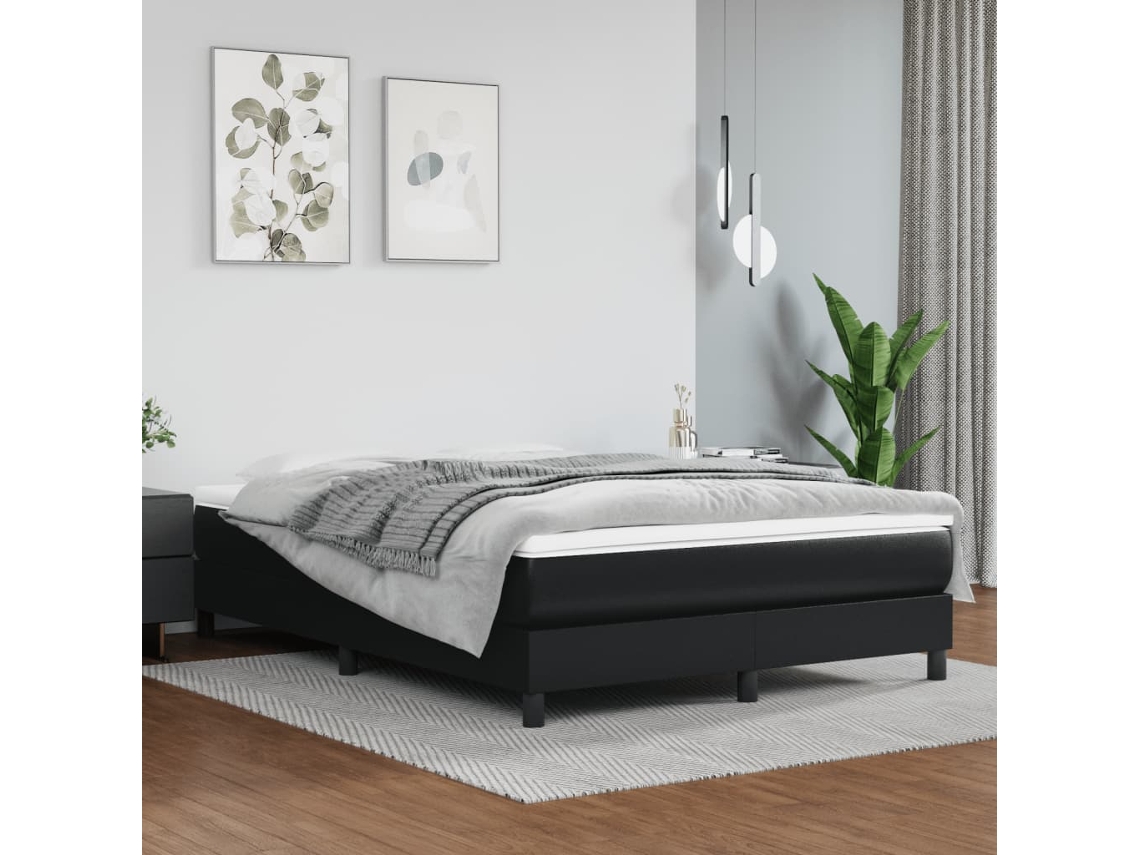 Estrutura de cama 140x190 cm couro artificial preto