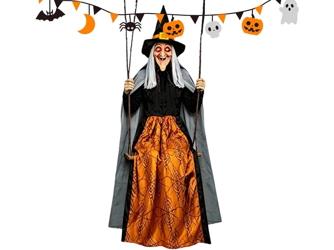 Acessórios De Decoração De Halloween Com Bruxa Balançando Em Tamanho Real |