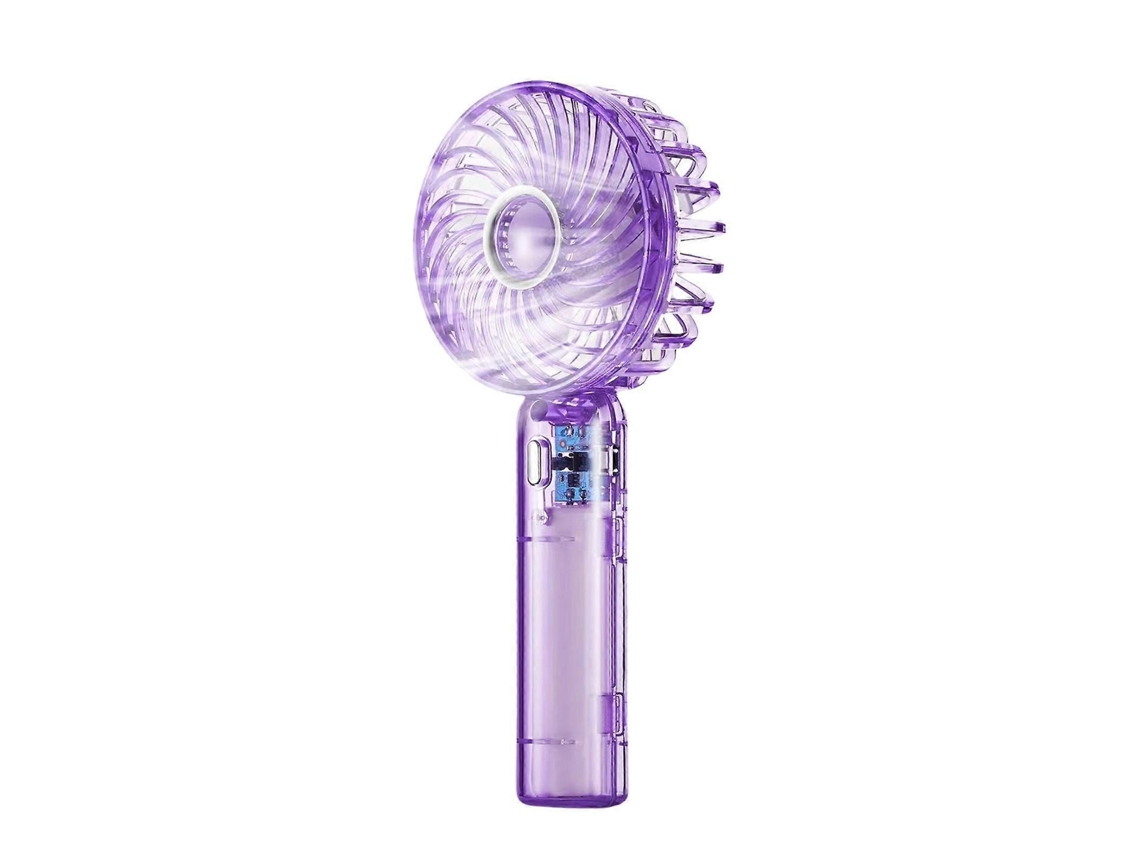Ventilador Portátil Poderoso De Mão 3 Velocidades Pequeno Mesa Leve Recarregável Para Via Gem Interior Exterior Roxo