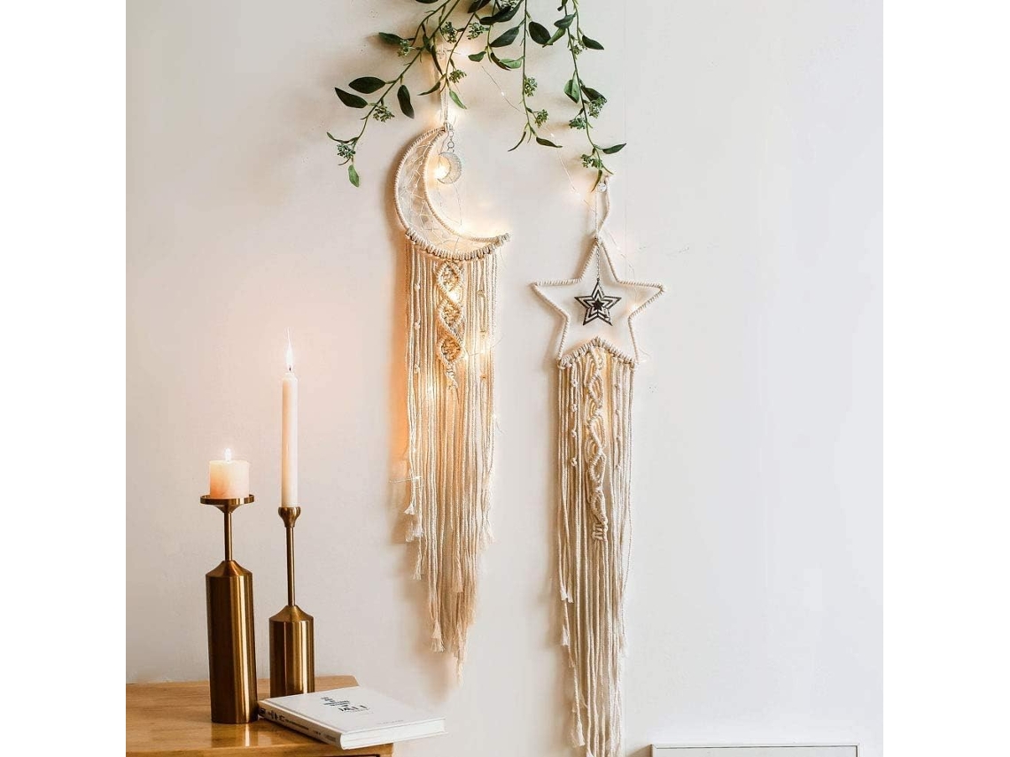 Conjunto de 2 Mandalas Parede com Lua e Estrelas BRILVIBERA