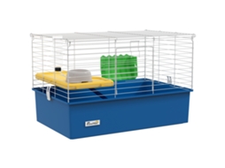 Gaiola/recinto Para Pequenos Animais, Ideal Para Coelhos, Chinchilas E Porquinhos-da-índia, Com Bandeja E Rampa, 71x46x47 Cm, Azul.