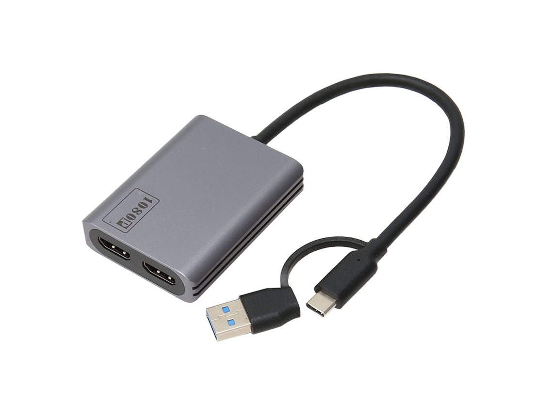 Adaptador Type C Para Dual Hd 1080p Plug And Play Cabo De Vídeo Usb 3.0 De Alumínio