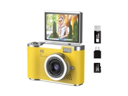 Câmara Digital Câmera Infantil Com Tela Articulada De 2,4 Polegadas E Foco Automático (cartão Amarelo De 64 Gb) Cuich