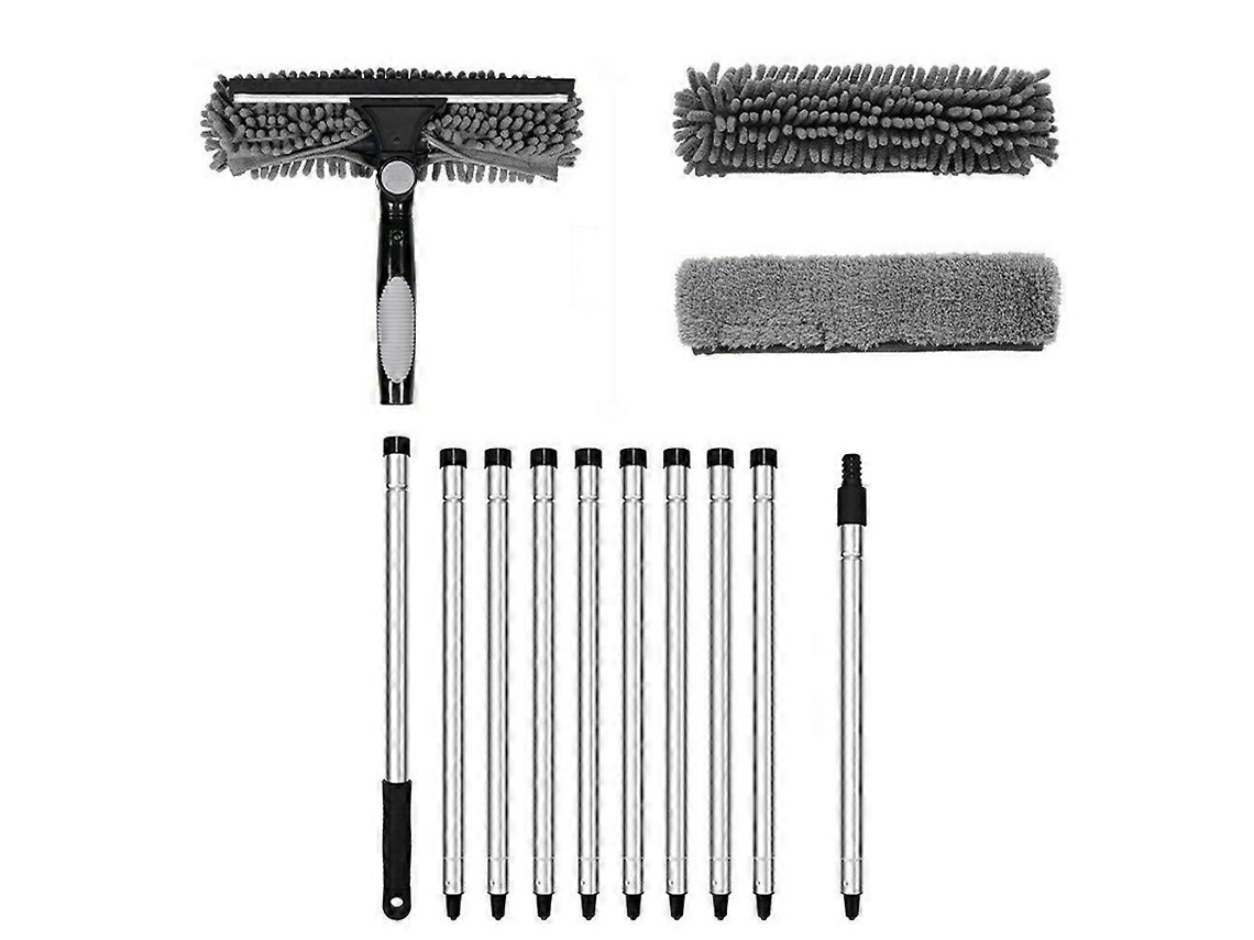 Kit De Limpeza De Vidros Com Cabo Extensível Longo E Escova De Chenille