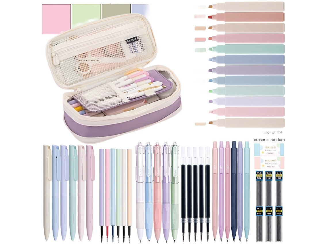 Laxiscreed Kit De Material Escolar Com Estojo Grande E Elegante Para Estudantes