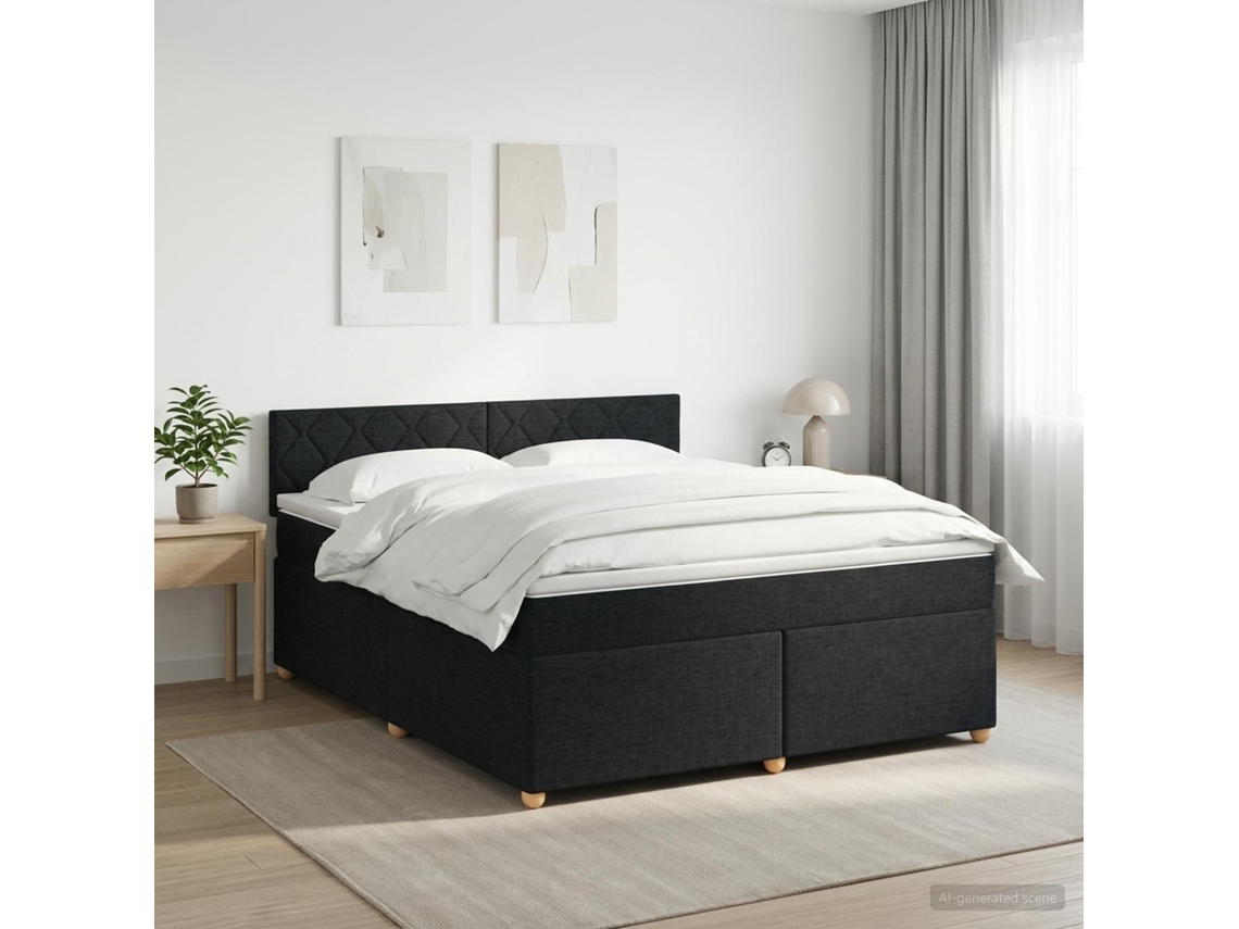 Vidaxl Cama Box Spring Com Colchão Preto 140 X 200 Cm Tecido