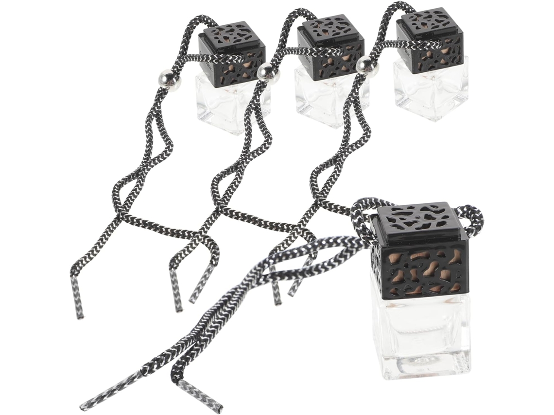 Difusor De Aromatizador De Carro, 4 Peças, Frasco De Vidro Preto.