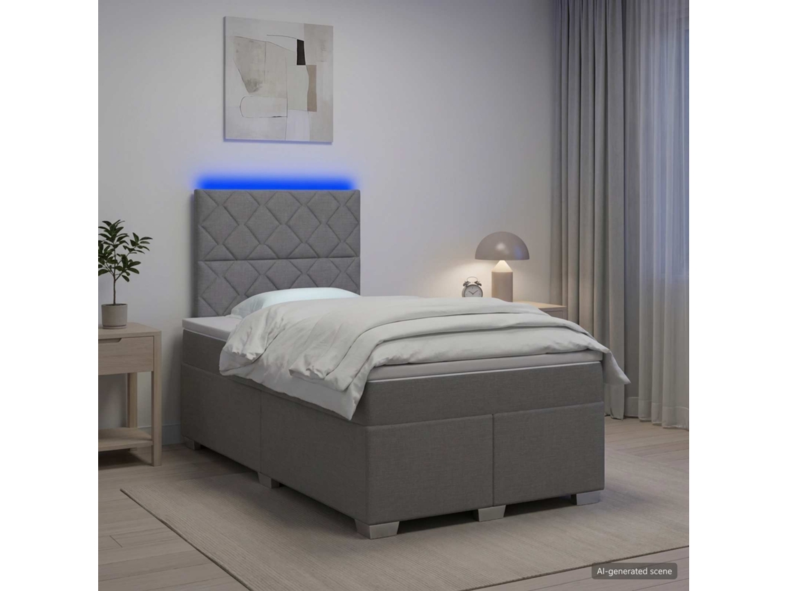 Vidaxl Cama Box Spring Com Colchão Cinzento-claro 120 X 200 Cm Tecido