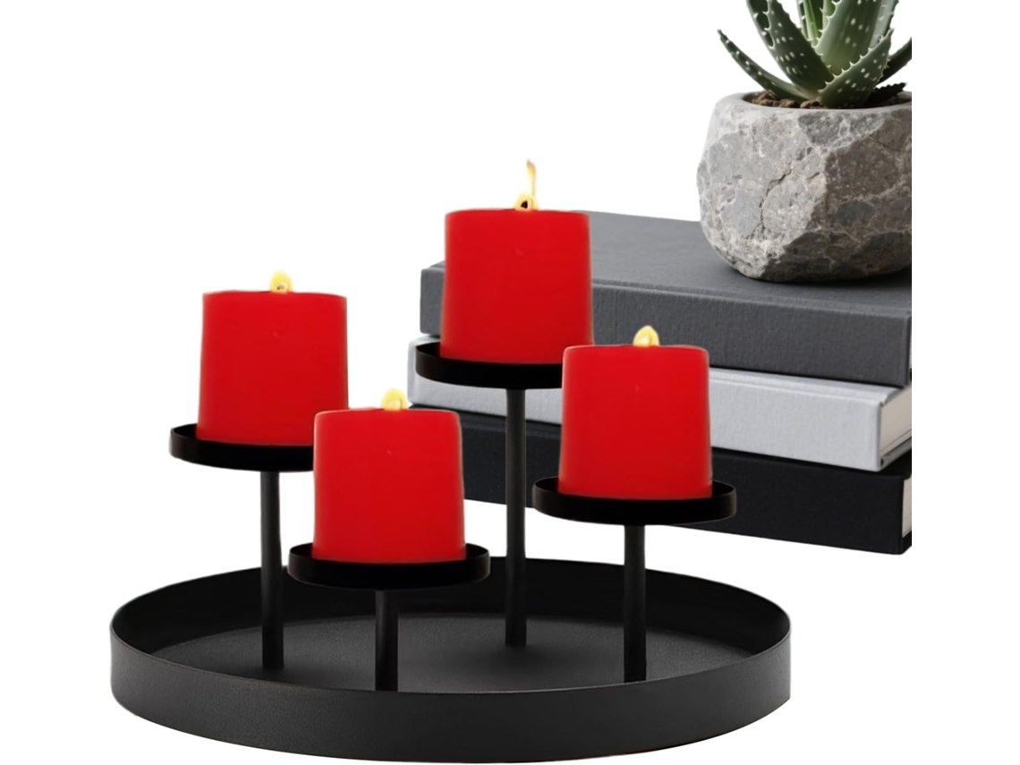 Castiçal De Natal Moderno Em Metal Com 4 Compartimentos, Para Mesa
