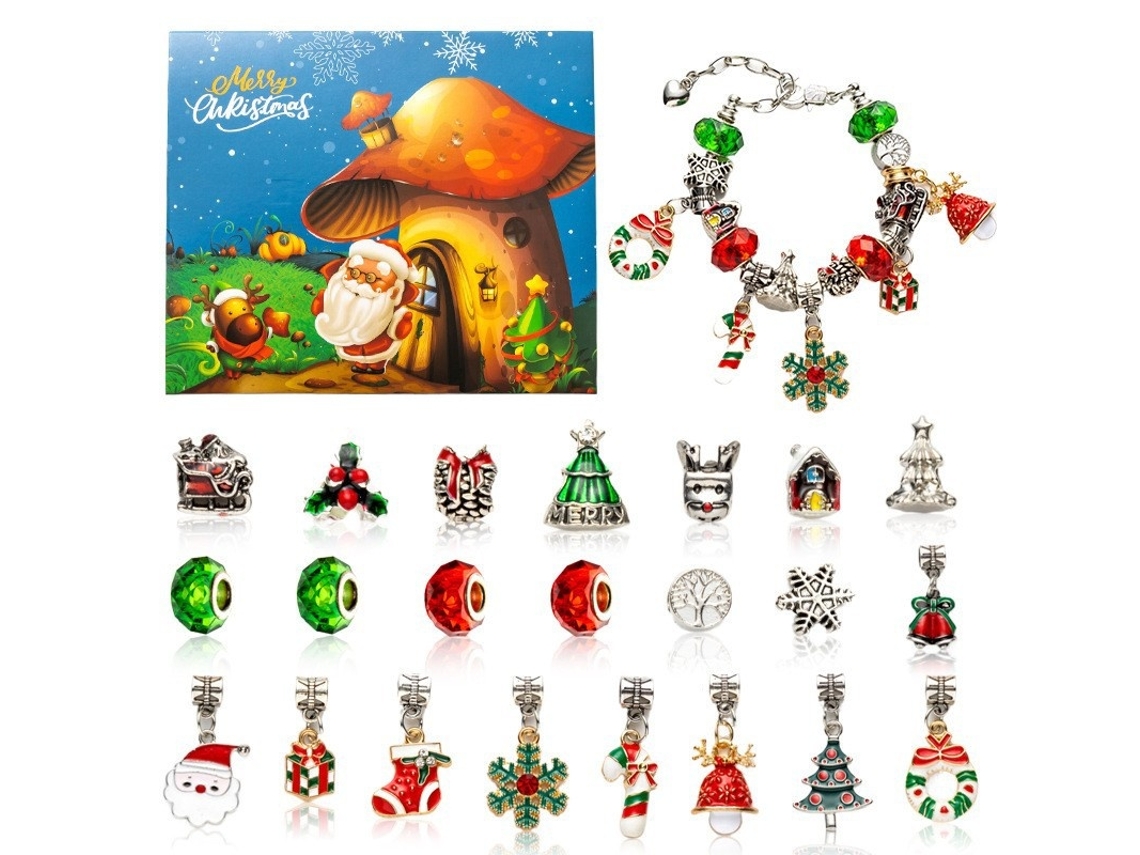 Calendário Do Advento Com Kit De Pulseiras De Natal, 24 Grades Elysve