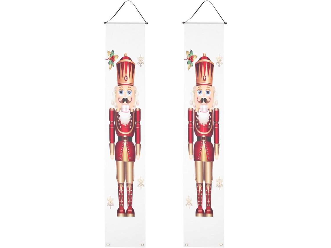Inoomp Faixa de Natal Quebra nozes em Poliéster, 1 Par, Decoração para Varanda e Porta de Entrada, Jardim e Festa de CHABERLU