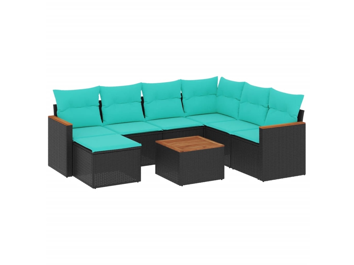 Conjunto de Sofá de Jardim, 9 Peças, Almofadas, Rattan Marrom MAISON EXCLUSIVE