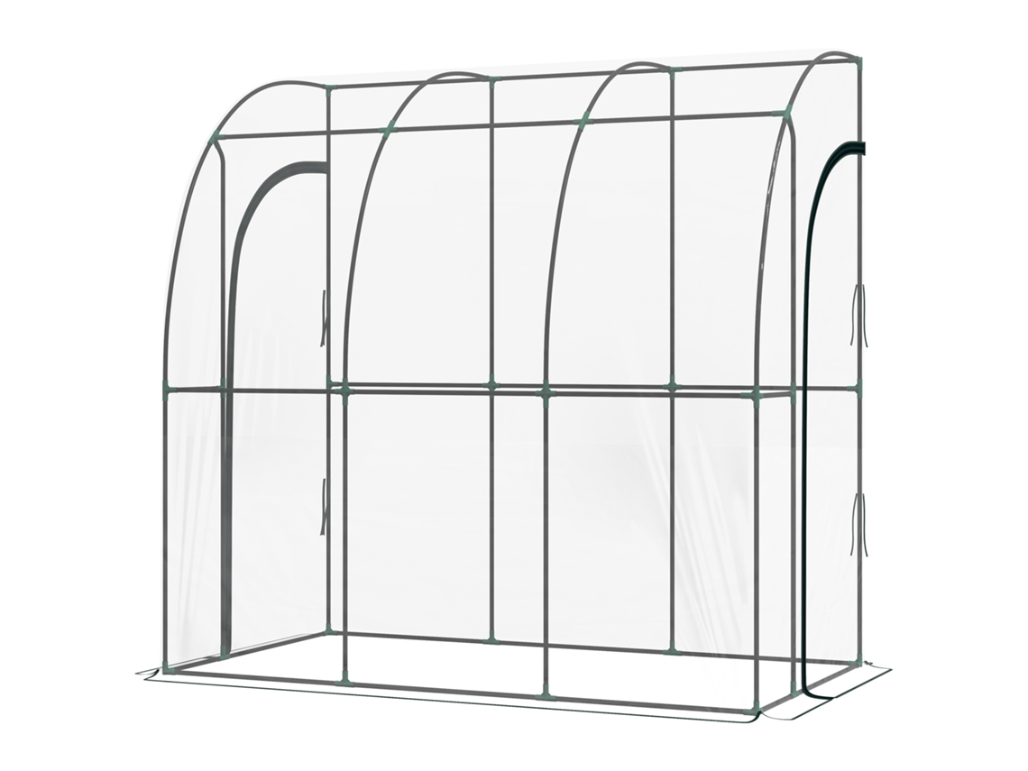 Estufa De Jardim Inclinada Com Lona Pvc Reforçada E 2 Portas Enroláveis, 214x118x212cm, Transparente
