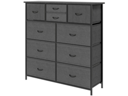 Cômoda Com Compartimentos E Gavetas De Tecido 100x30x100 Centímetros 10 Preta