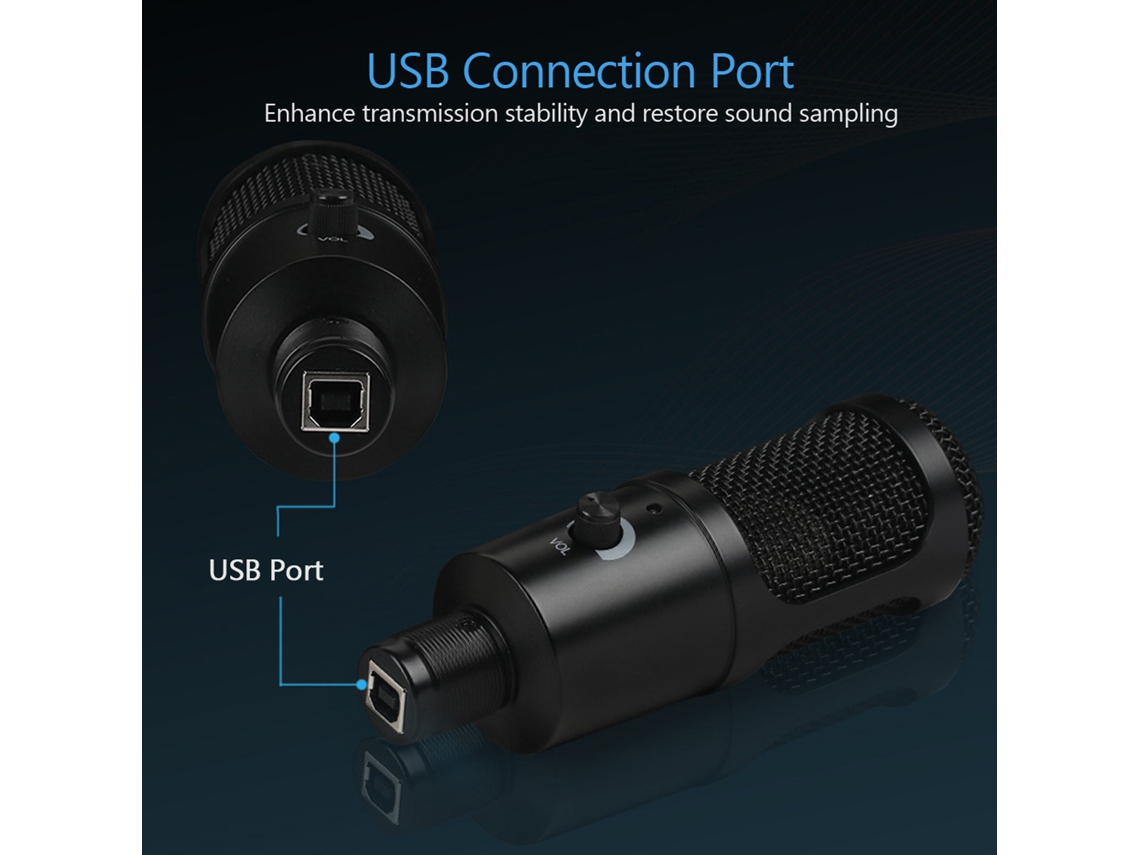 Aetheria microfone Condensador Usb Plug And Play com Tripé para Karaokê Gravação Podcast Pc Laptop