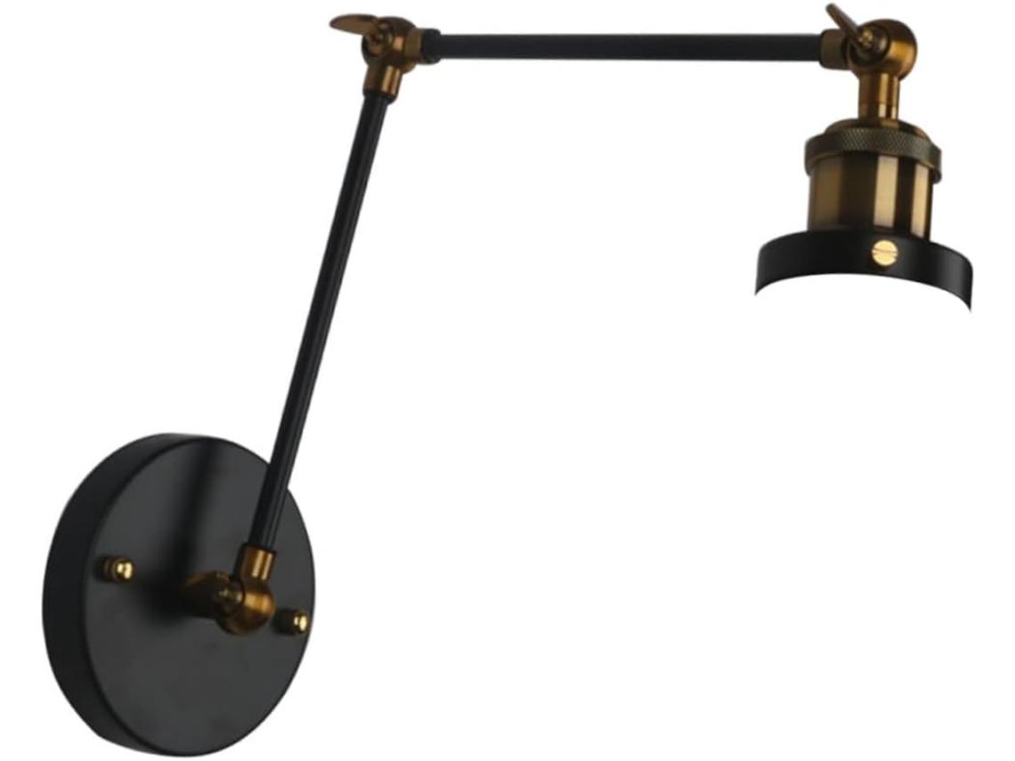 Aplique De Parede Antigo Em Ferro Com Braço Longo Decorativo E Ajustável Para Quarto Ou Corredor.