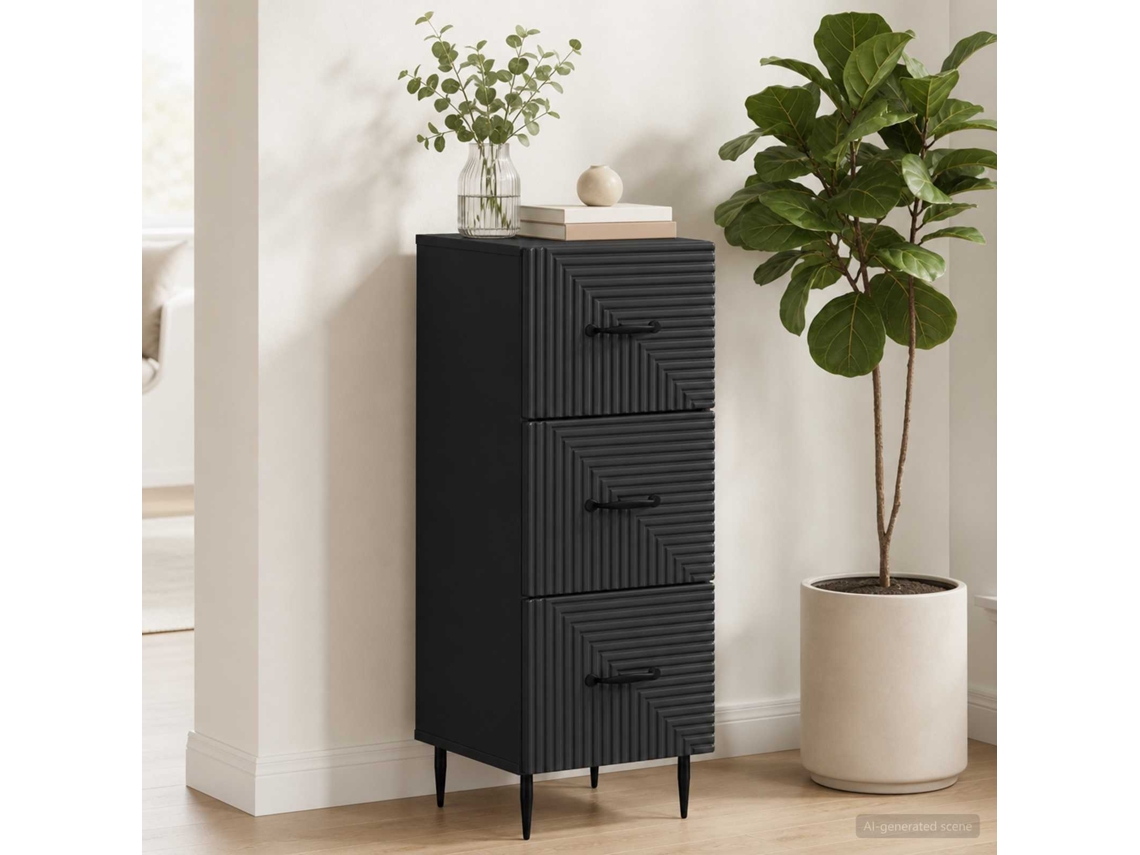 Vidaxl Gabinete De Gavetas Preto 33 X 34,5 X 89,5 Cm