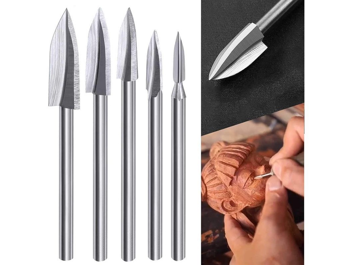 Conjunto De Brocas Para Gravura Em Madeira, 5 Peças De Brocas De Gravura Para Ferramenta Rotatória
