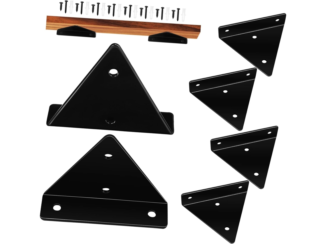 Conjunto de 6 Suportes de Parede Metálicos Triangulares para Prateleiras Flutuantes. SFUSHOS