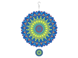 Sino de Vento Mandala Giratório 3d, Amarelo e Azul BRILVIBERA